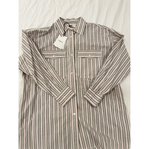Isabel Marant Ajady Striped Button Down Shirt Women's 36 Organic Cotton Utility - Picture 15 of 16